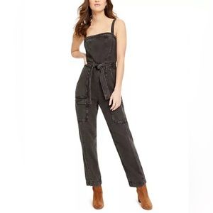 Free People Go West Denim Cargo Jumpsuit sz S